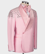 Valerio Milano Men's Pink Front One Button Custom Desing Classic Vest suit W/ Pant