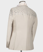 Valerio Milano Men's Cream Tuxeacdo With Stone Embroidery Silk Satin Vest Suit W/ Pant