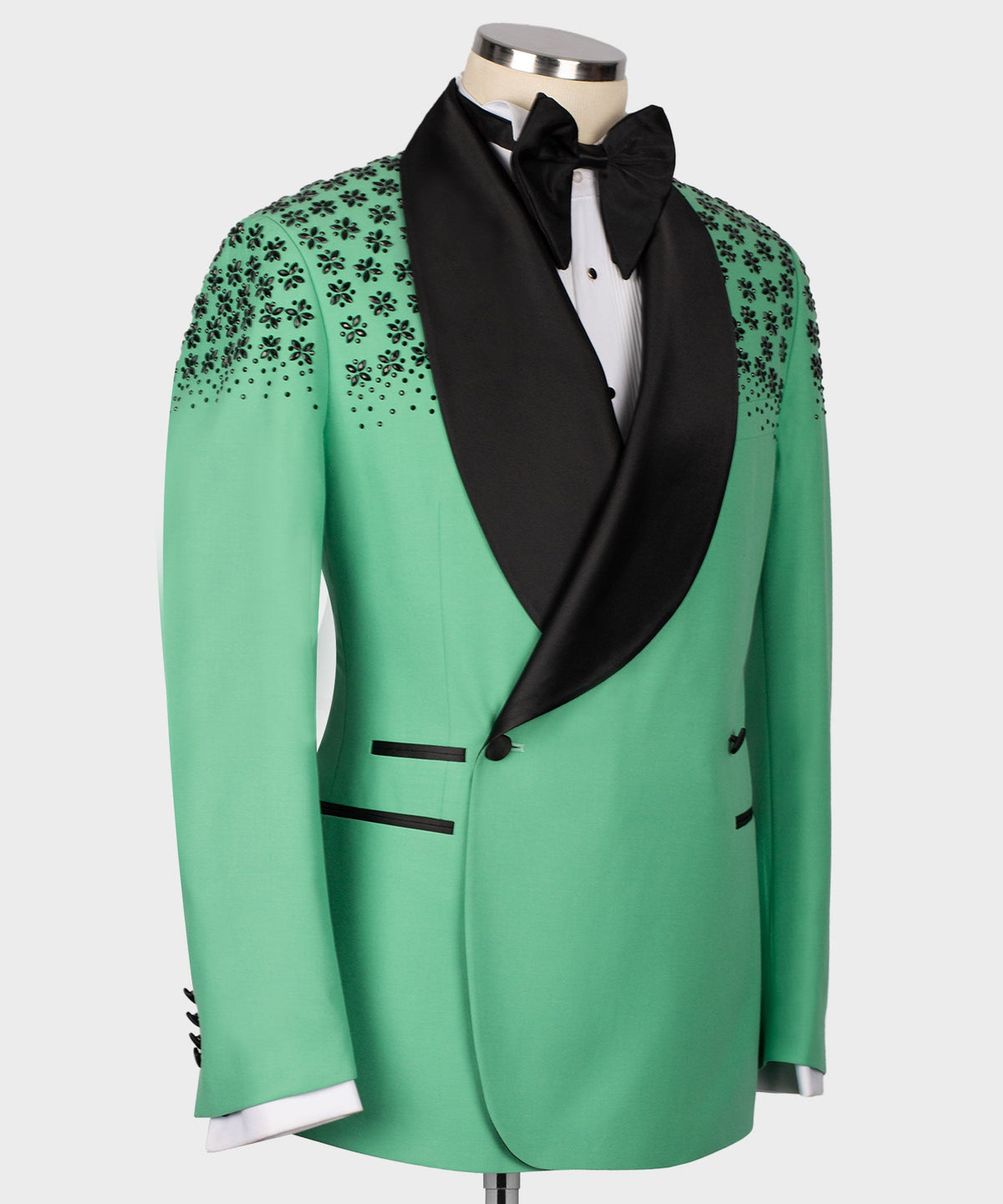 Valerio MilanoMen's Light Green 100% Silk Satin Custom Desing Classic Vest suit W/ Pant