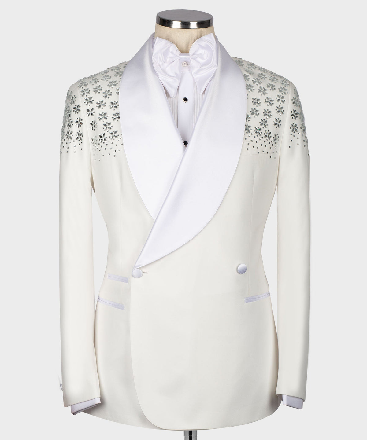 Valerio Milano Men's White 100% Silk Satin Custom Desing Classic Vest Suit W/ Pant