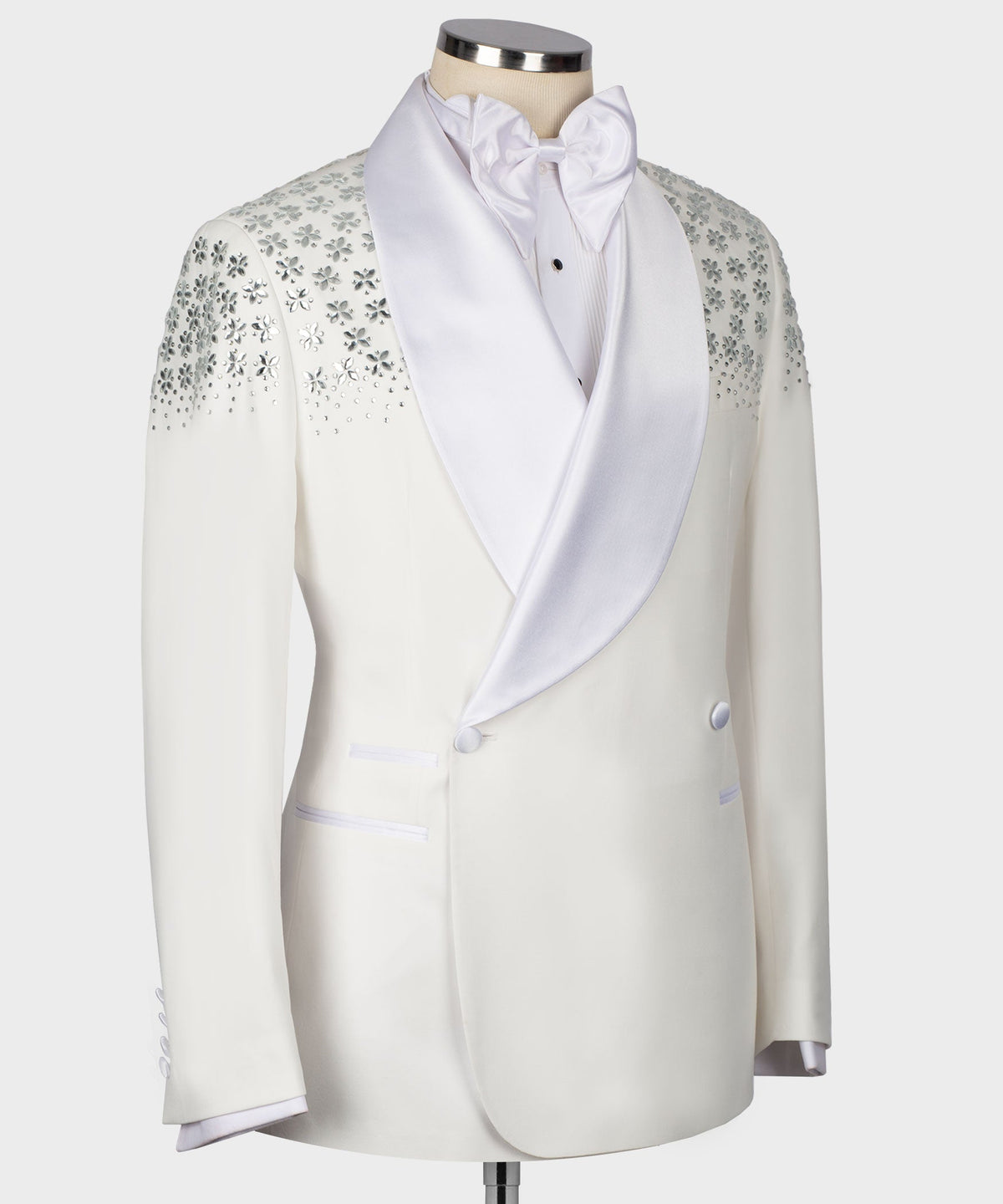 Valerio Milano Men's White 100% Silk Satin Custom Desing Classic Vest Suit W/ Pant