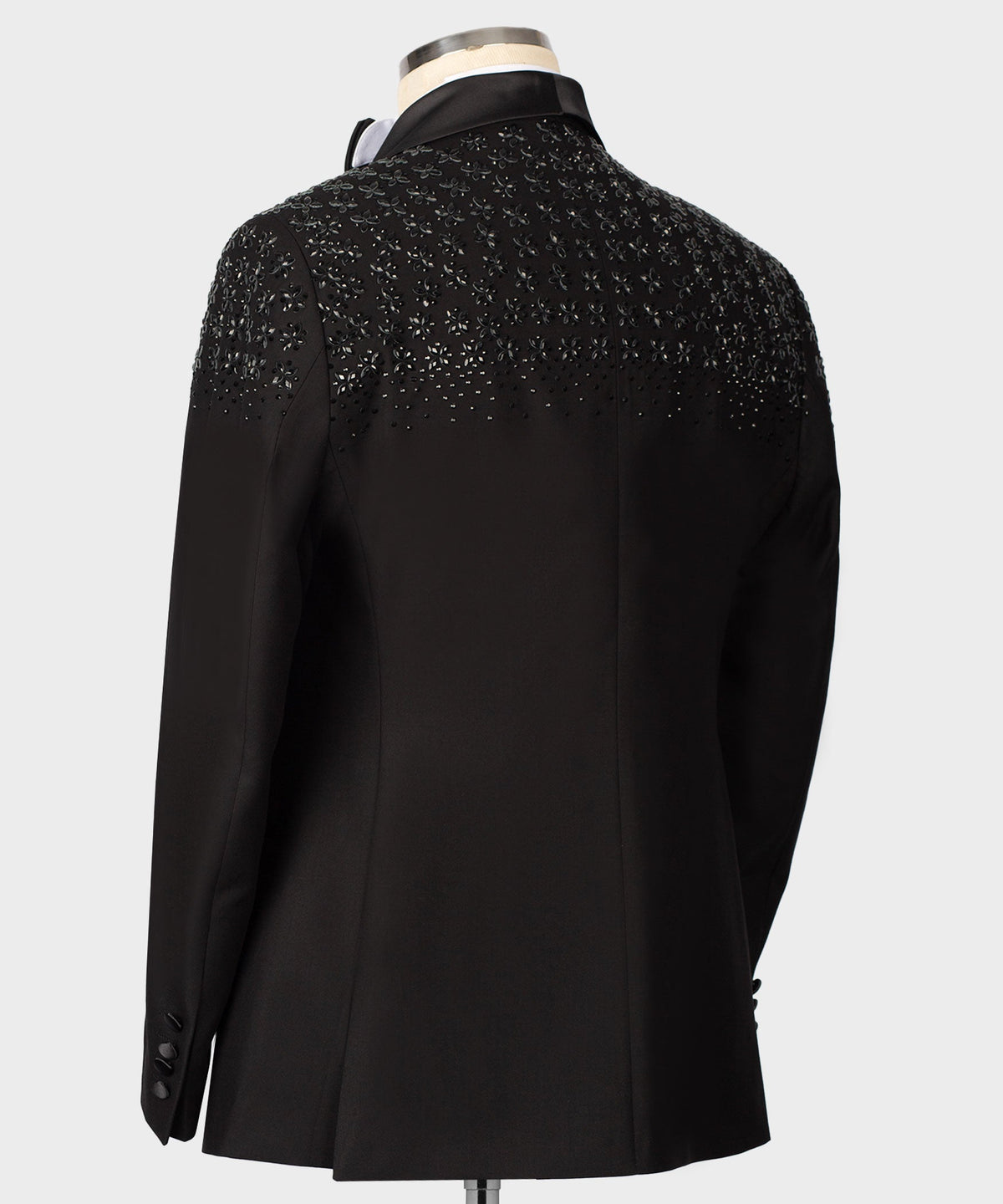 Valerio Milano Men's Special Black Tuxedo With Stone Embroidery Custom Design Vest Suit