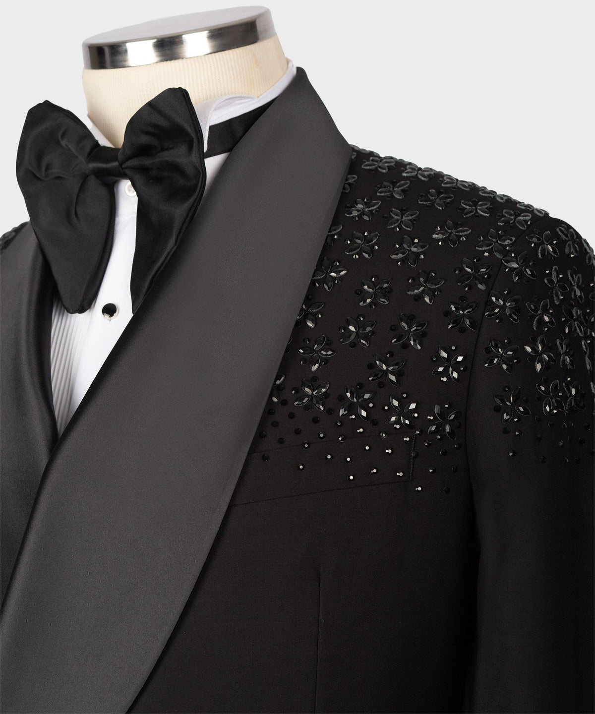 Valerio Milano Men's Special Black Tuxedo With Stone Embroidery Custom Design Vest Suit