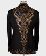Valerio Milano Men's Black-Gold Stone Embroidered Custom Desing Tuxedo Vest Suit