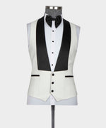 Valerio Milano Men's White Front One Button Custom Desing Classic Vest Suit And Pant