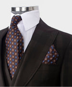 Valerio Milano 3-Piece Italian Men's Suit- Brown 100% Wool Point Seam Classic Suit W/ Straight Leg Trousers