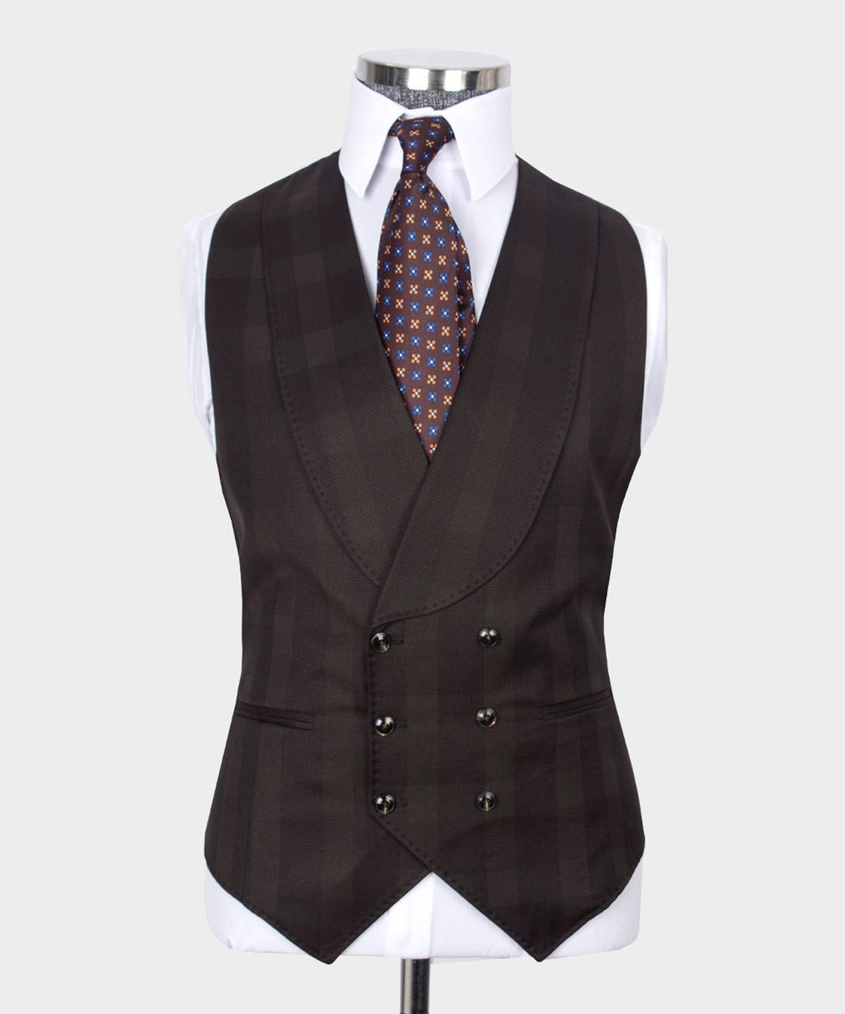 Valerio Milano 3-Piece Italian Men's Suit- Brown 100% Wool Point Seam Classic Suit W/ Straight Leg Trousers