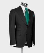 Valerio Milano 3-Piece Italian Men's Suit Black 100% Wool Classic Vest Suit W/ Straight Leg Trousers