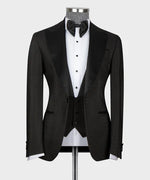 Valerio Milano 3-Piece Italian Men's Suit Black Tuxedo Suit