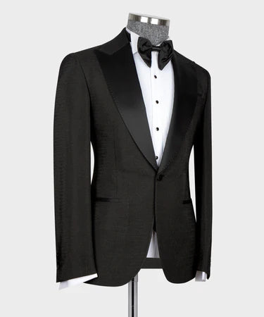 Valerio Milano 3-Piece Italian Men's Suit Black Tuxedo Suit