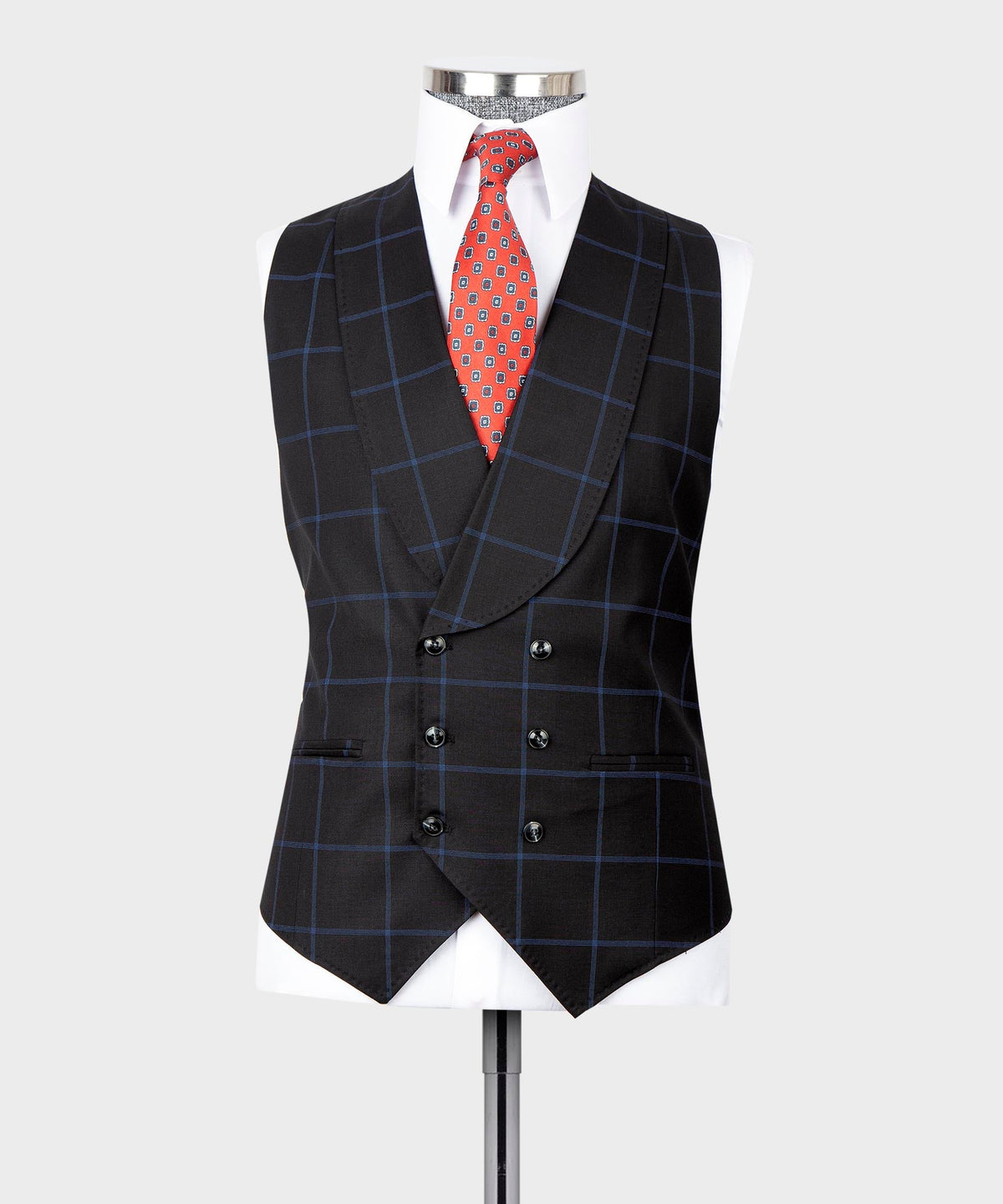 Valerio Milano 3-Piece Italian Men's Suit -Black 100% Wool 2 Front Button Classic Suit Straight Leg Trousers