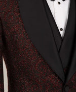 Valerio Milano 3-Piece Italian Men's Suit Burgundy Glitter Tuxedo Suit