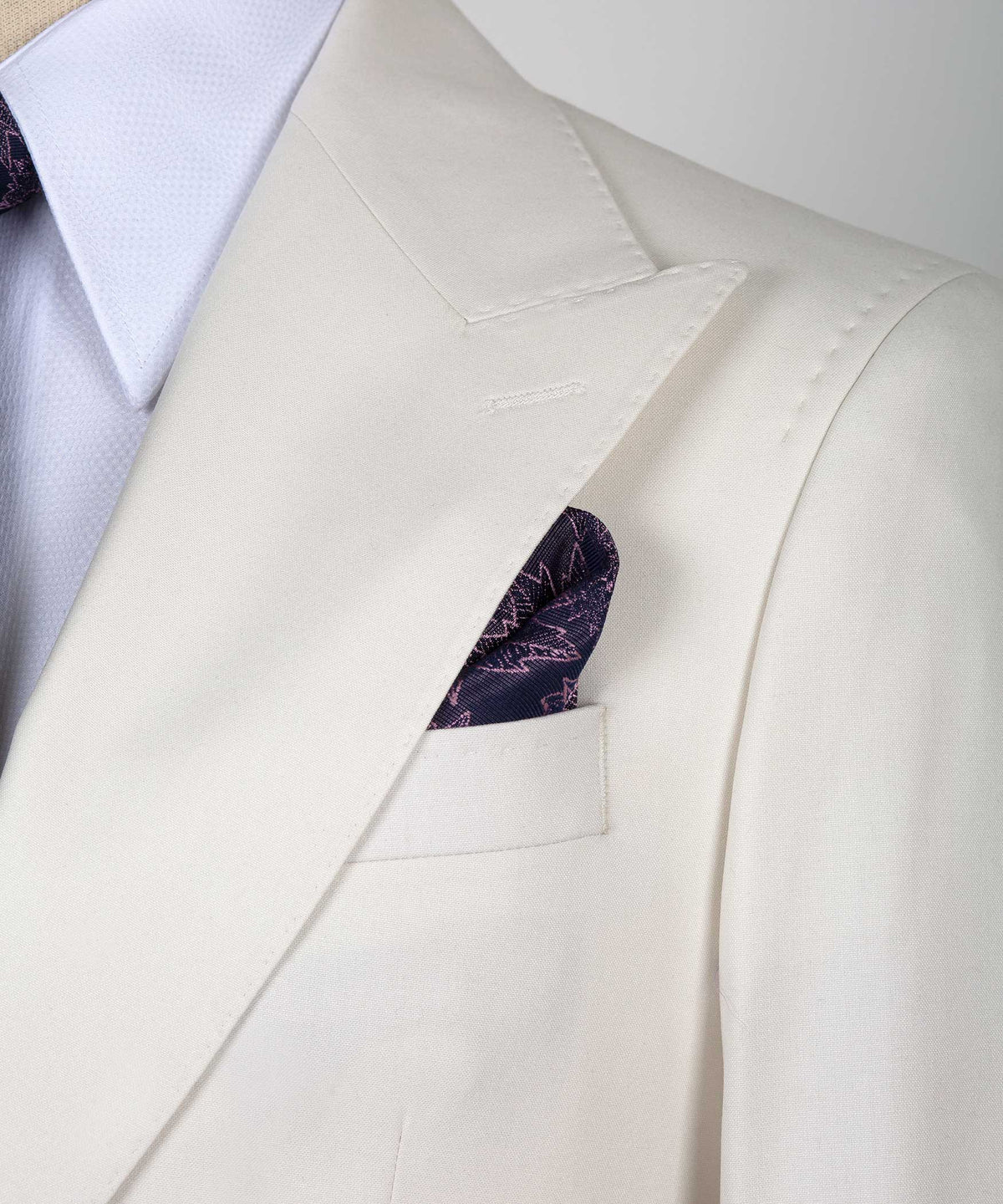 Valerio Milano 3-Piece Italian Men's Suit- Off White 100% Wool Classic Suit W/ Straight Leg Trousers