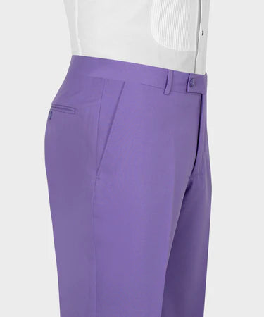 Valerio Milano 3-Piece Italian Men's Suit Lilac 100% Wool Classic Vest Pointed Collar Suit Straight Leg Trousers