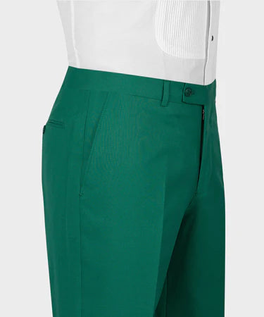 Valerio Milano 3-Piece Italian Men's Suit Green 100% Wool Triple Classic Vest Suit W/ Straight Leg Trousers
