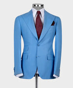 Valerio Milano 3-Piece Italian Men's Suit Blue 100% Wool Classic VestSuit W/ Straight Leg Trousers