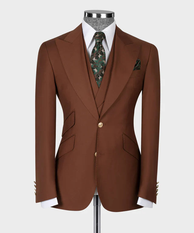 Brown Big Size Suit With Classic Vest